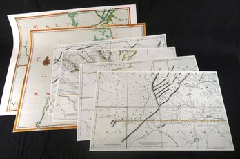 Lot Of 6 Beautiful Prints: Reproductions Of Antique Maps Of Colonial America