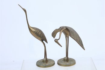 A Pair Of Bronze Cranes - Home Decor Items For Mantel, Shelf, Table Or Desk