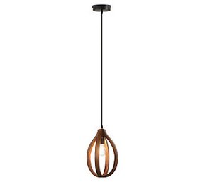 River Of Goods Luc 40-Watt 1-Light Brown Shaded Pendant Light With Mango Wood Novelty Shade