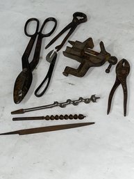 Vintage Tool Lot Snips Small Anvil Vise & More