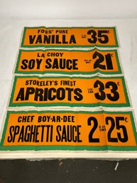 Lot Of NOS 1940s Grocery Store Window Advertisements Banners