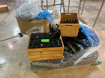 .lot Of New Empty Oil Bottles And Caps