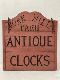 Large Vintage Double Sided Wood Trade Sign York Hill Farm Antique Clocks