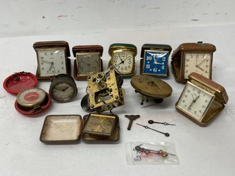 Lot Of Vintage Travel & Alarm Clock Parts