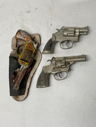 Lot Of 3 Vintage Toy Cap Guns Inc Hubley