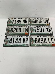 Lot Of 6 Maine Vacationland License Plates With Bird