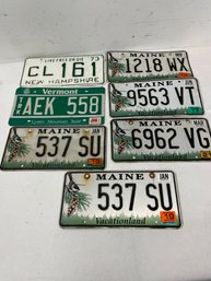 Lot Of 7 License Plates Maine Vermont New Hampshire