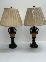 Pair Of Urn Style Lamps With Shades