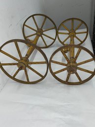 Set Of Antique Hand Painted Wagon Or Cart Wheels