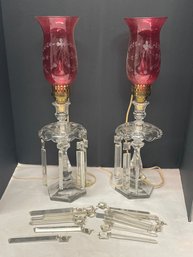 Vintage Crystal Candelabra Lamps