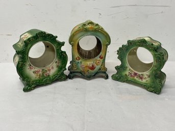 Lot Of 3 Antique Porcelain China Clock Cases