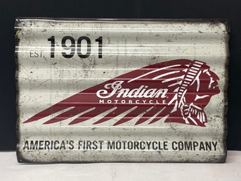 Large Corrugated Metal Indian Motorcycle Sign