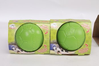 Lot Of 2 Jolly Pets Large Soccer Ball Floating-Bouncing Dog Toy, 8 Inch Diameter, Apple Green