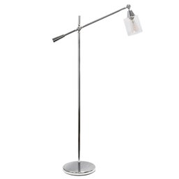 Elegant Designs Pivot Arm Floor Lamp With Glass Shade Chrome