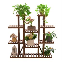 Garden Multi Tier Pine Wood  Bamboo Plant Stand Flower Pot Rack Shelf New In Box