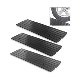 Pyle PCRBDR23 Car/Truck Curb Ramps Driveway Rubber Threshold Car Curb-Side Bridges (3-Piece)