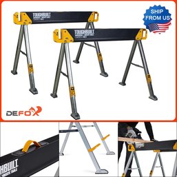 2 Pack Steel Sawhorse Jobsite Table 42.4 In W X 28.8 In H 1100 Lb Capacity Metal New In Box