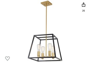 Artika Carter Farmhouse Chandelier, Matte Black - Geometric Square Pendant Light