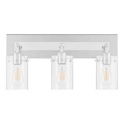 Hampton Bay Regan 21 In. 3-Light Chrome Bathroom Vanity Light With Clear Glass