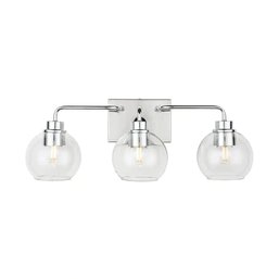 Hampton Bay Vanity Light 20.38'W Polished Chrome W/ Clear Blown Glass Shades