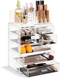 Sorbus Acrylic Cosmetics Makeup And Jewelry Storage Case Display SetOpens