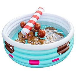 Inflatable Kawaii Boba Tea Kiddie Pool- XL 67' X 26' Children's Pool W Inflatable Cute Accessory Pillows