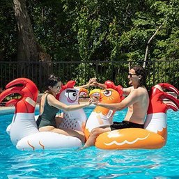 Chicken Fight Inflatable Pool Float Game Set - Includes 2 Giant Battle Ride-