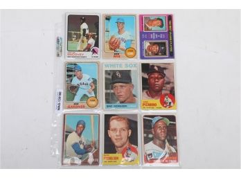 Topps Baseball Cards - Including Mantle, McCovey, & Wills - Yrs Vary - In 9 Card Ultra Pro Sheet With