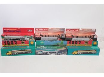 Lot Of 6 Toy Tanker Collectors Truck Mobil- Shell- Bp- Crown