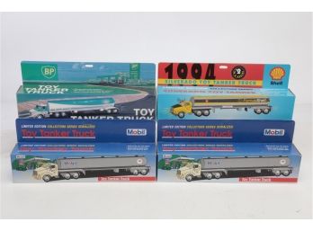 Lot Of 4 Collectors Toy Tanker Trucks BP - Mobil - Shell