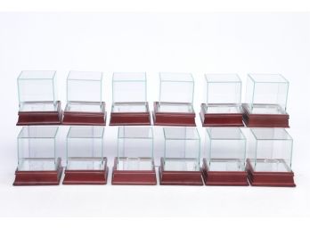 12 Individual Baseball Glass Cases For Single Signed Baseballs - Mirror Bottoms - Steiner Cases