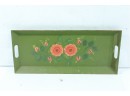 Vintage Hand Painted Metal Tole Serving Tray Flowers