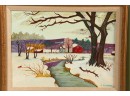 H Glickman 24x20 Painting Snowy Farm Painting.