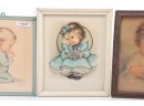 3pc Antique Framed Baby Prints