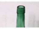 Pair Of Antique Hand Blown Green Glass Bottles