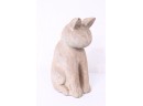 Vintage Solid Wood Carved Cat Sculpture