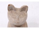 Vintage Solid Wood Carved Cat Sculpture