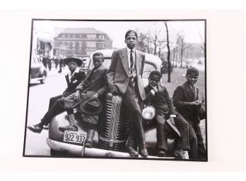 Large Lithograph Showing 1941 Chicago Black African-american Boys Seating On The Car