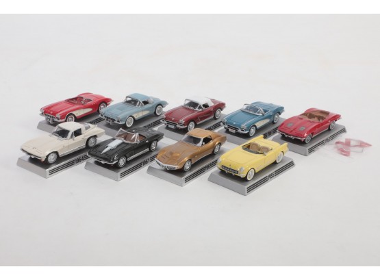 9pc Lot Danbury Mint Collectible Corvettes 1955, 1958, 1959, 1961, 1962, 1963, 1964, 1967, 1969