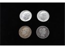 4 Antique/vintage Silver Dimes ~ 2 1961 D's, 1952 D & 1916 Barber