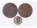 3 Antique Foreign Coins And Tokens
