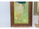 2 Framed Decorative Golfer Art Wall Hangings