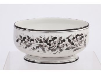 English Victorian Porcelain Black White Pansy Bowl