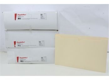 3 Boxes Of Pendaflex Smart Shield Reinforced Legal Size File Jackets, Manila, Flat, 50-Pk