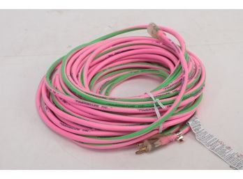Heavy Duty 100' Power Secure Extension Cord 12/3 - Pink And Green