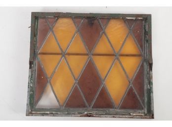 Antique Stained Glass Metal Framed Window