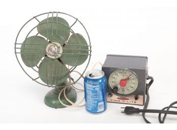 2pc Vintage Small Electronics W/ Kold Air Fan And Time-o-Lite