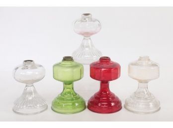 5pc Lot Vintage Glass Oil Lamp Bases