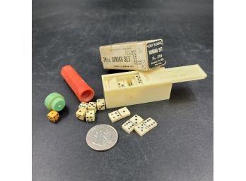 Micro Miniature Domino Set And Miniature Dice Set