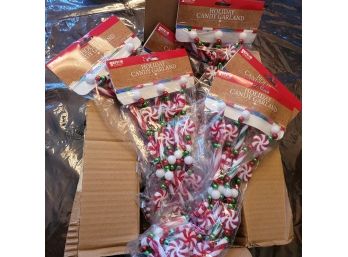 Lot Of 6 New In Box Peppermint Candy Pinwheel Garlands By Getson